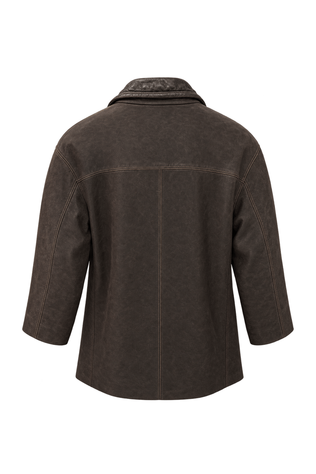 1990s Dark Brown Leather Jacket - Back View