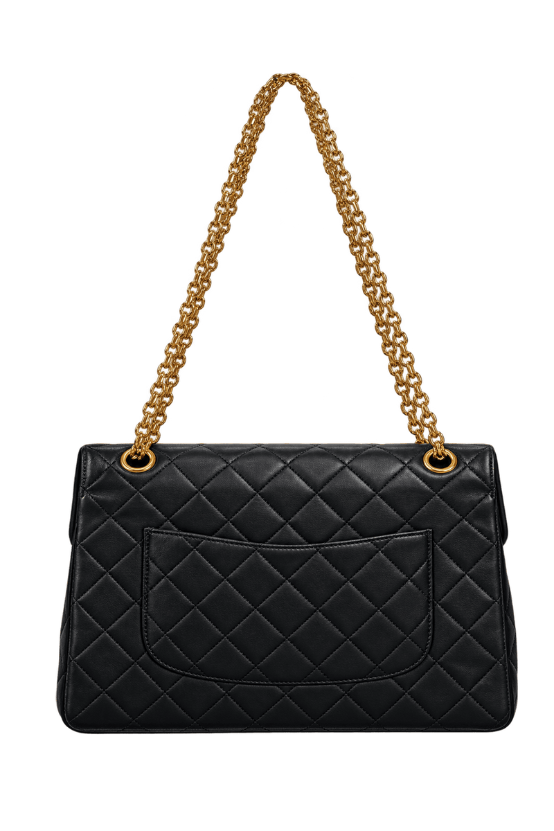 1990s Black Leather Bag - Back View