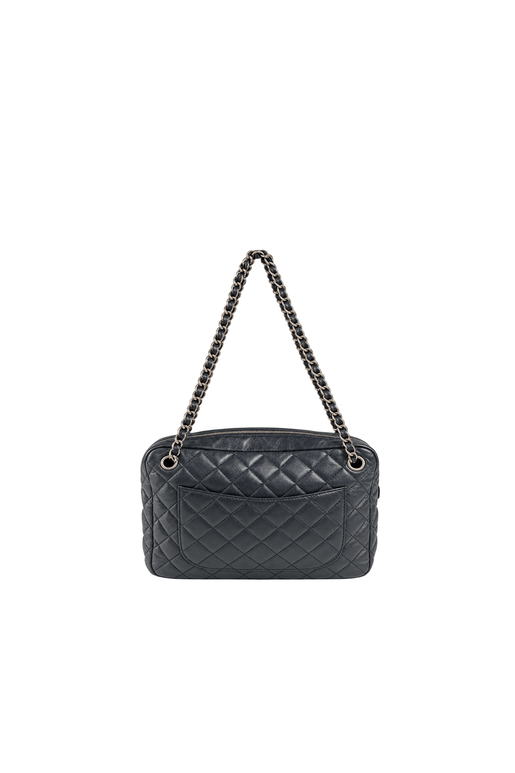 1980s Black Leather Bag - Back View