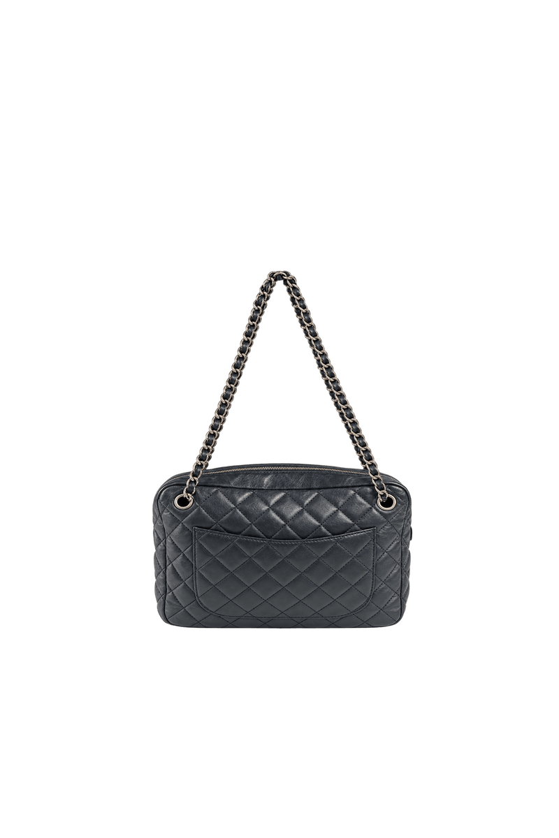 1980s Black Leather Bag - Back View