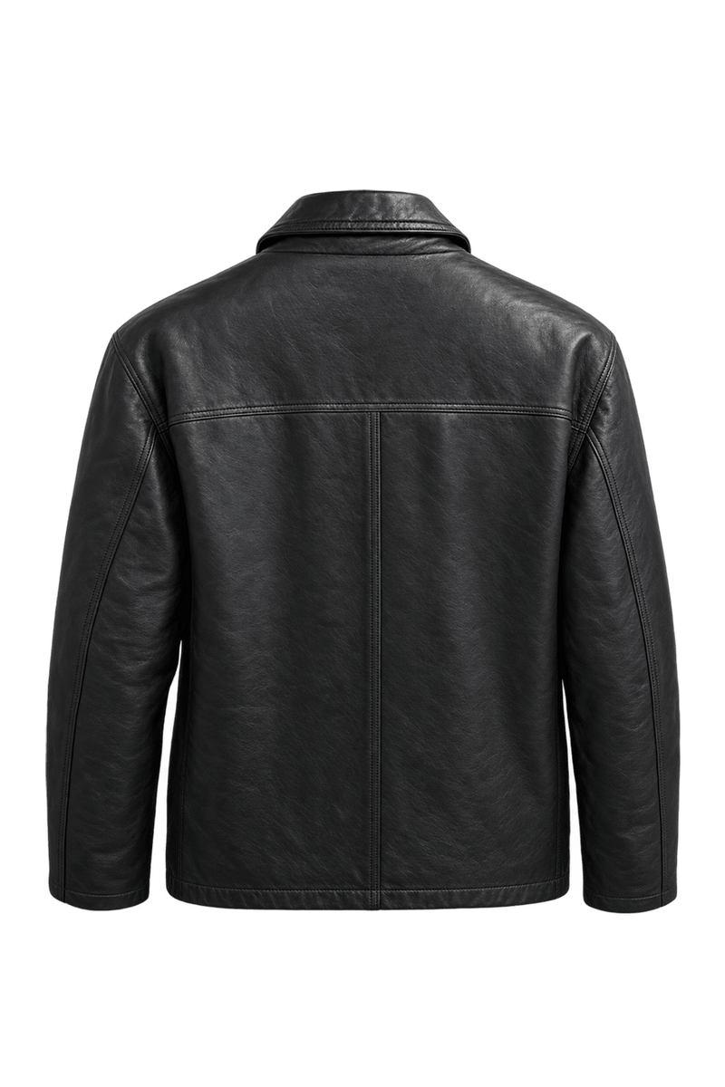 1990s Black Leather Jacket - Back View