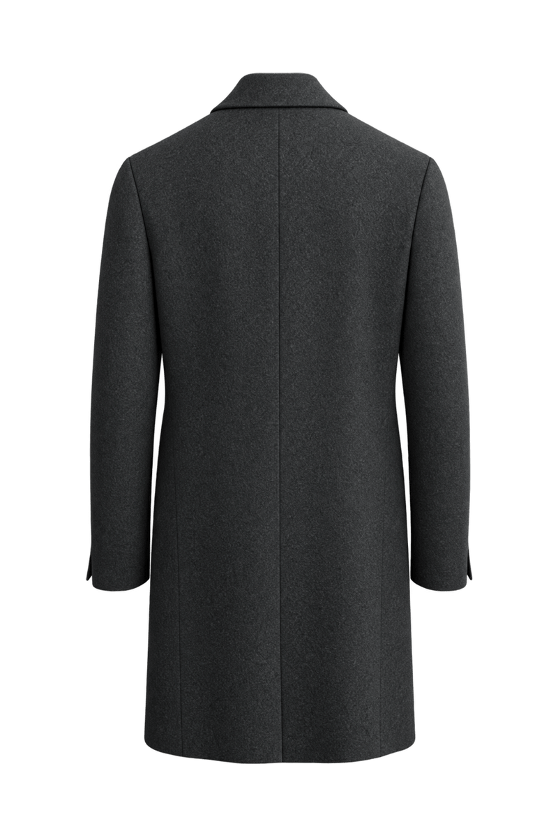1990s Charcoal Grey Wool Coat - Back View