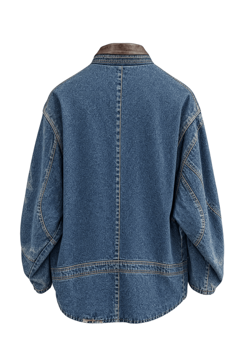 1990s Blue Denim Unisex Jacket - Back View