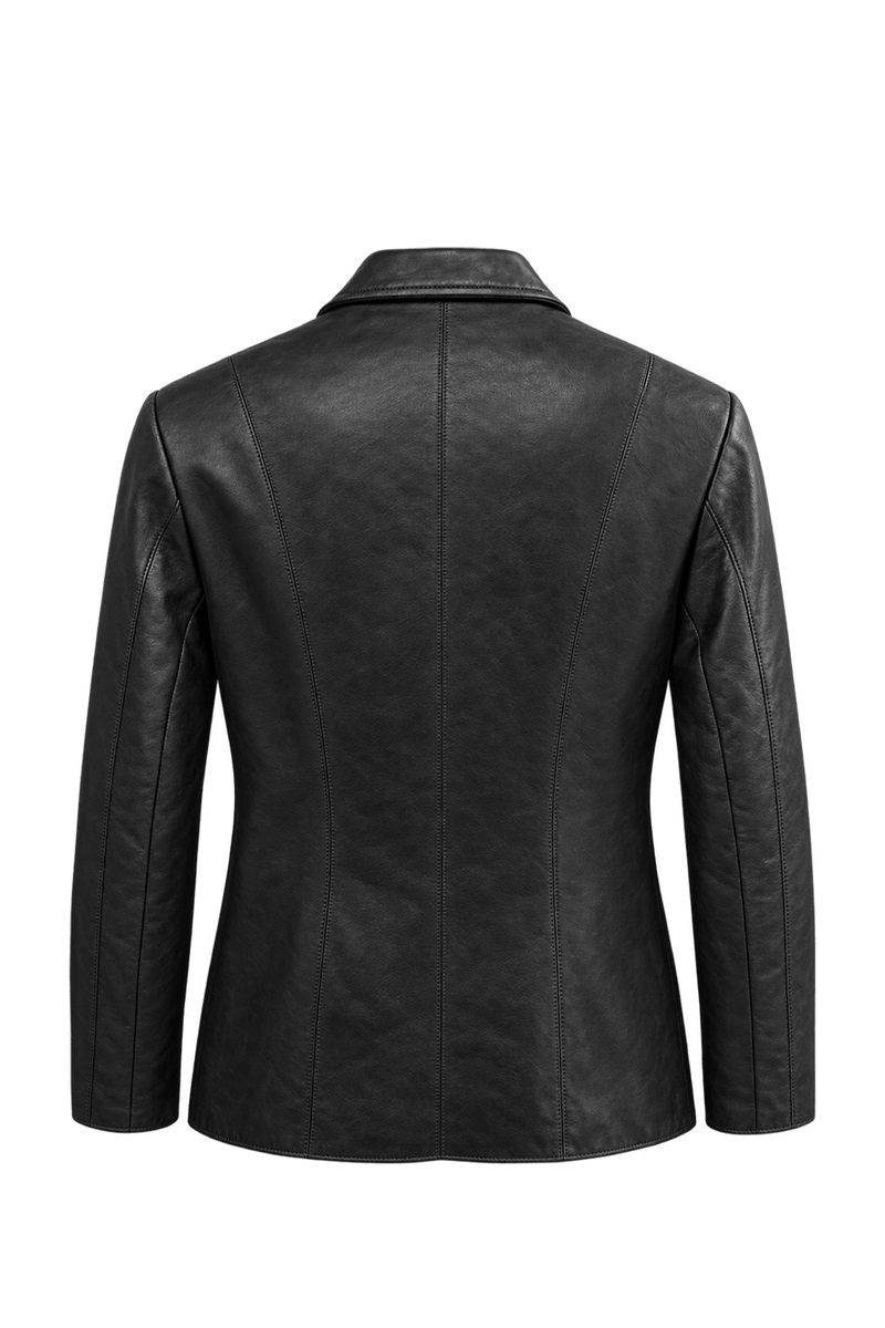 1990s Black Leather Jacket - Back View