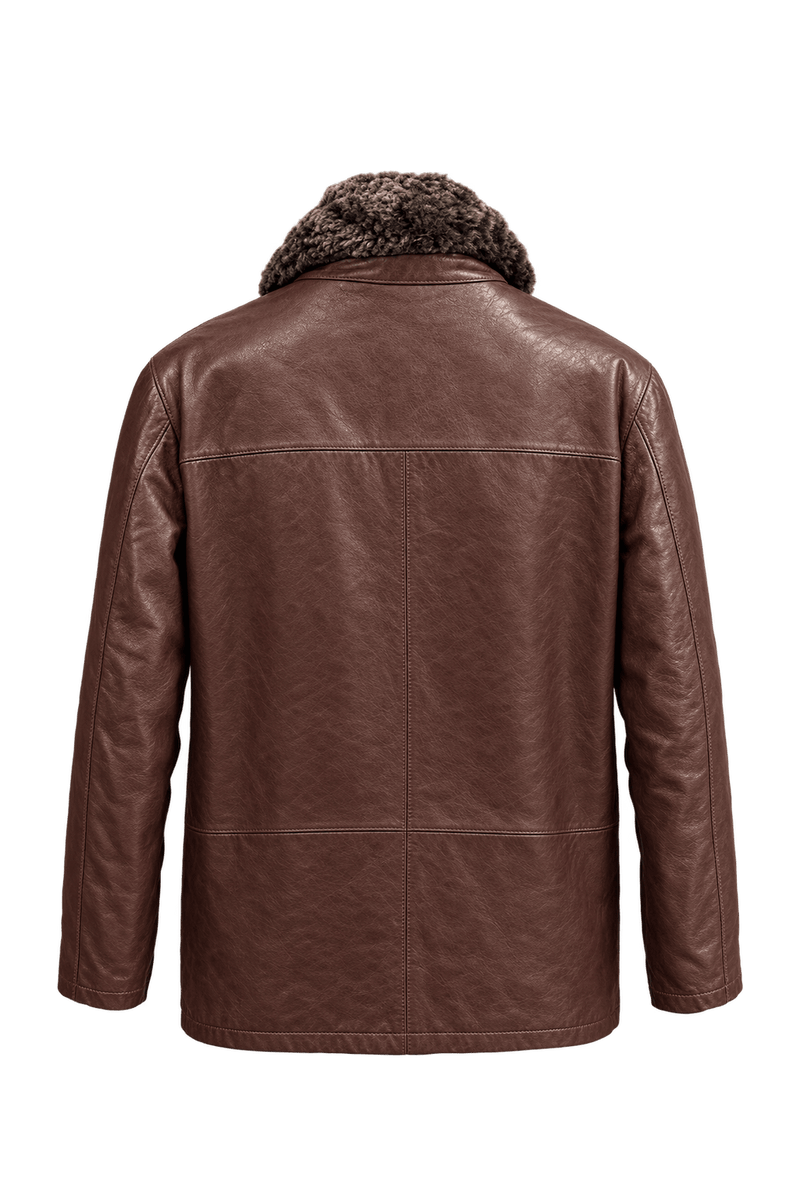 1970s Dark Brown Leather Jacket - Back View