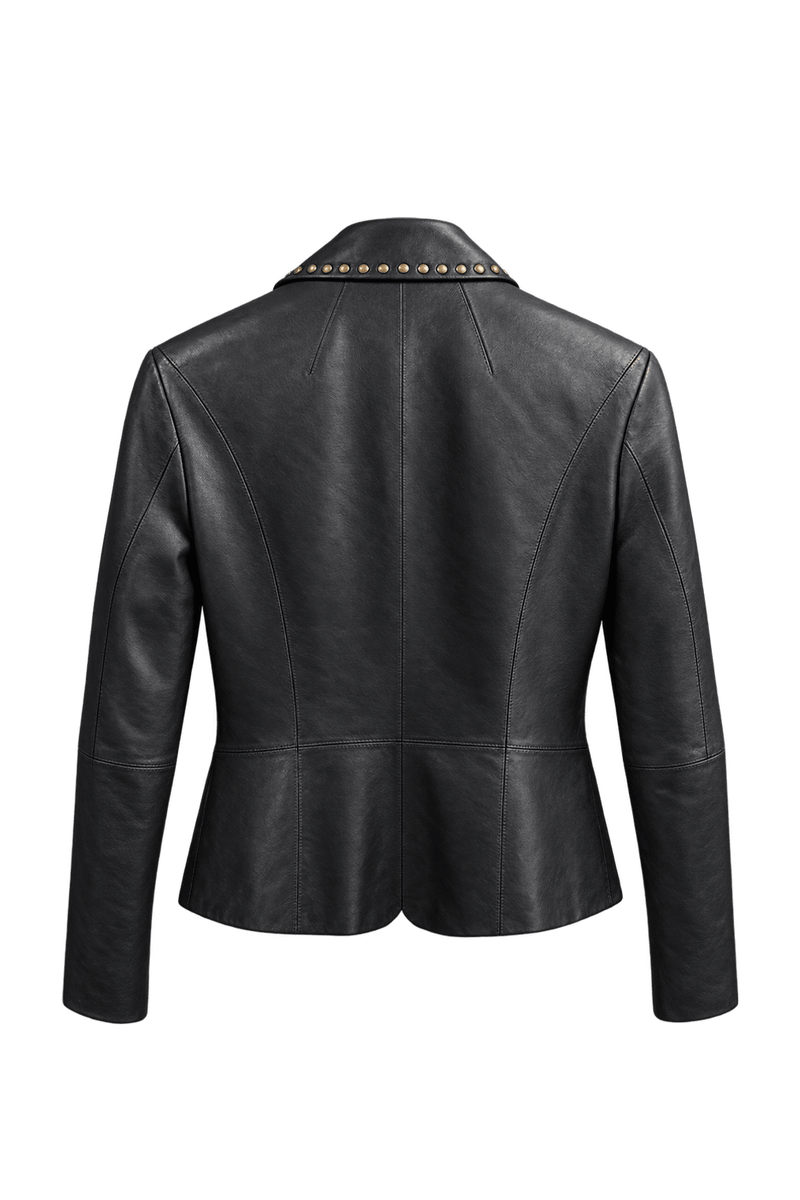 1980s Black Leather Jacket - Back View