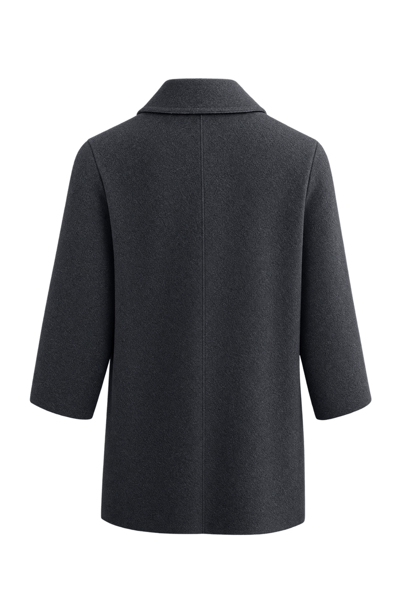 1990s Black Wool Coat - Back View