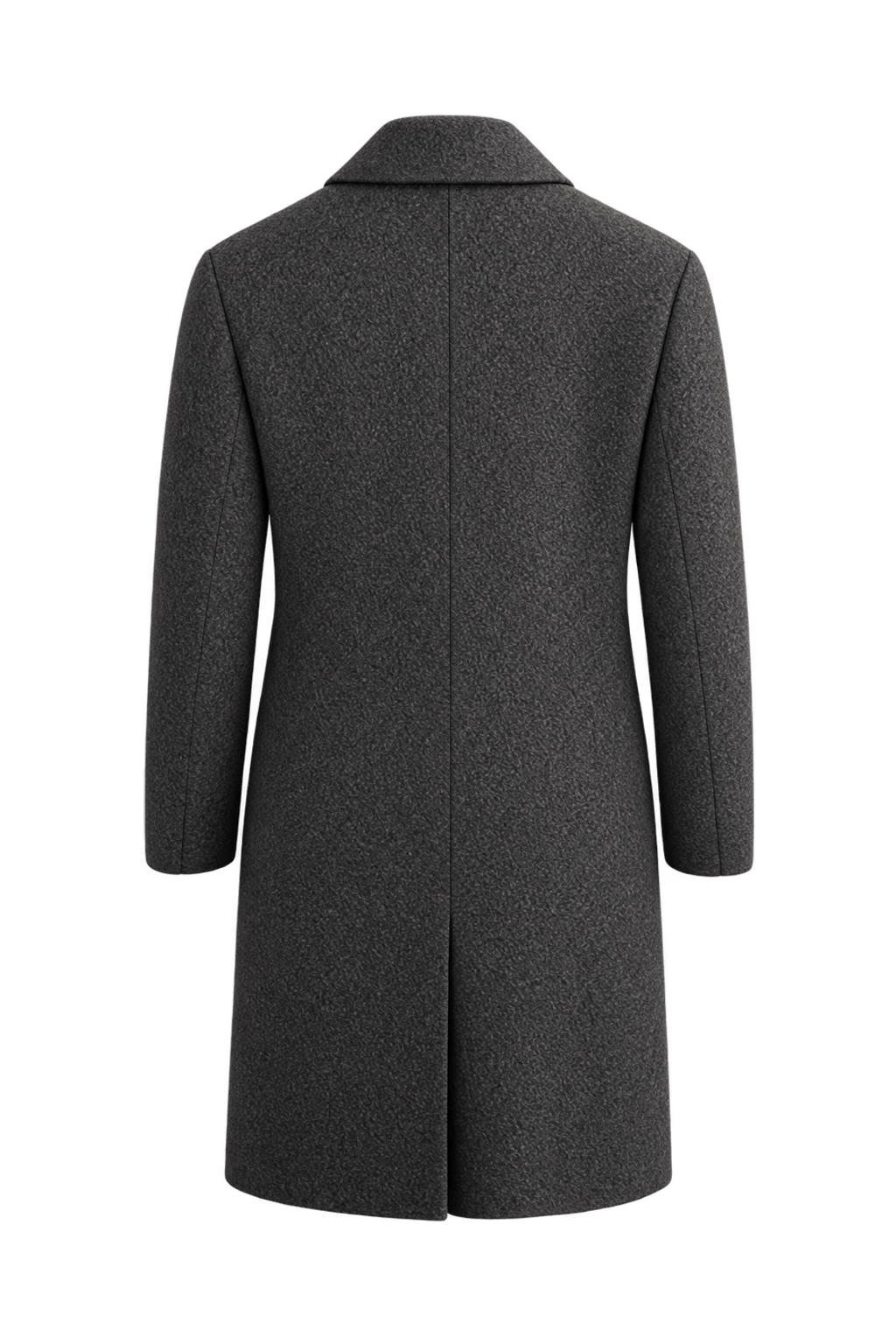 1990s Charcoal Grey Wool Coat - Back View