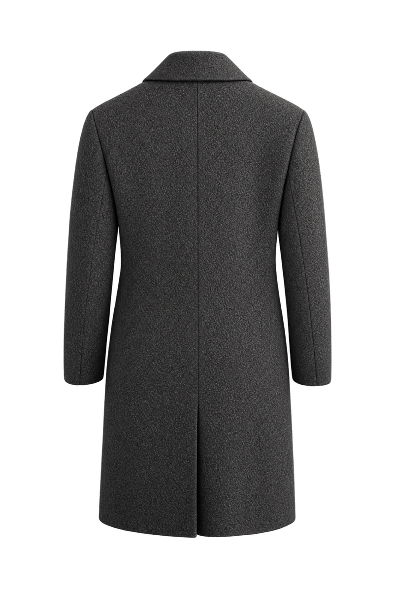 1990s Charcoal Grey Wool Coat - Back View