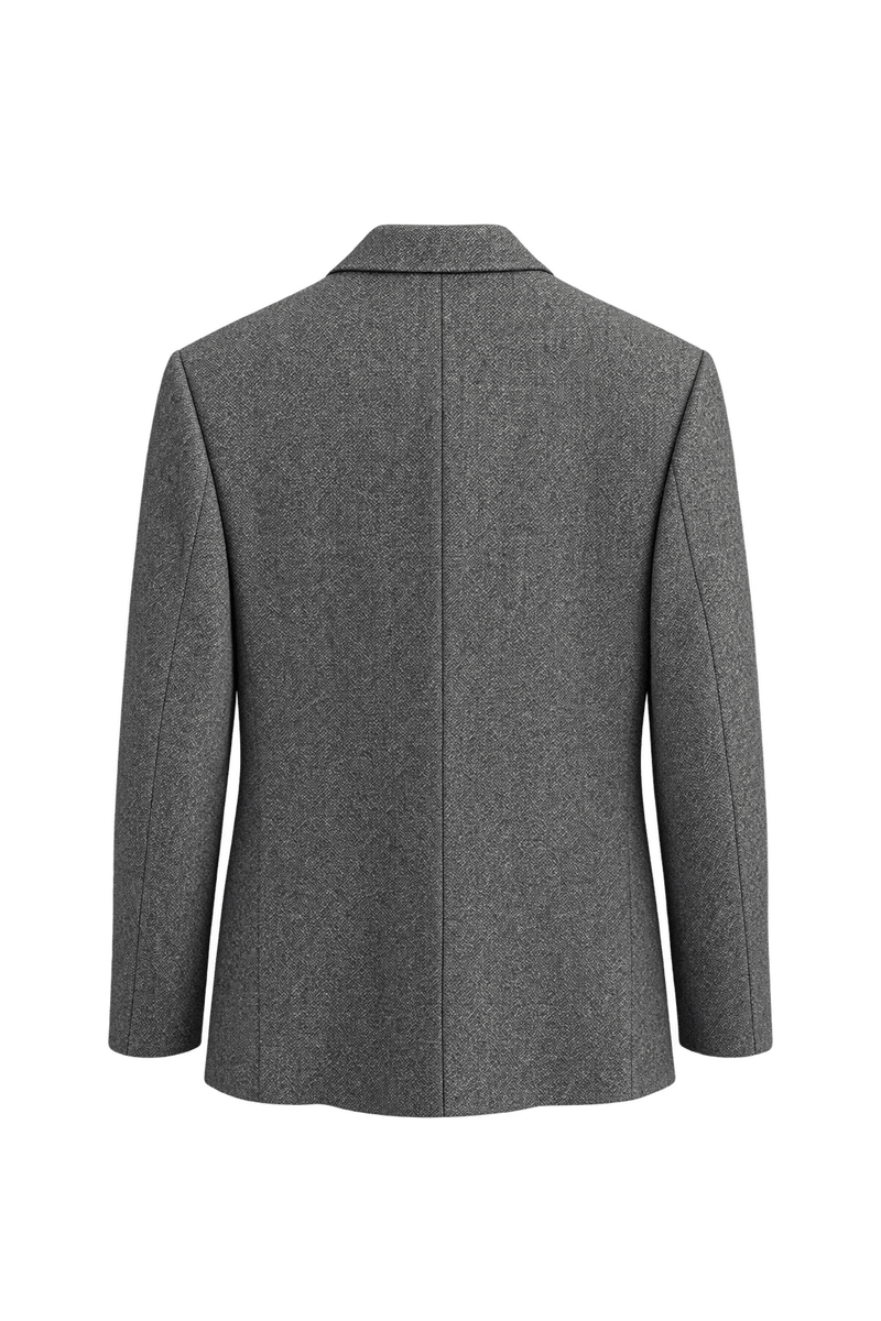 1990s Grey Wool Blazer - Back View