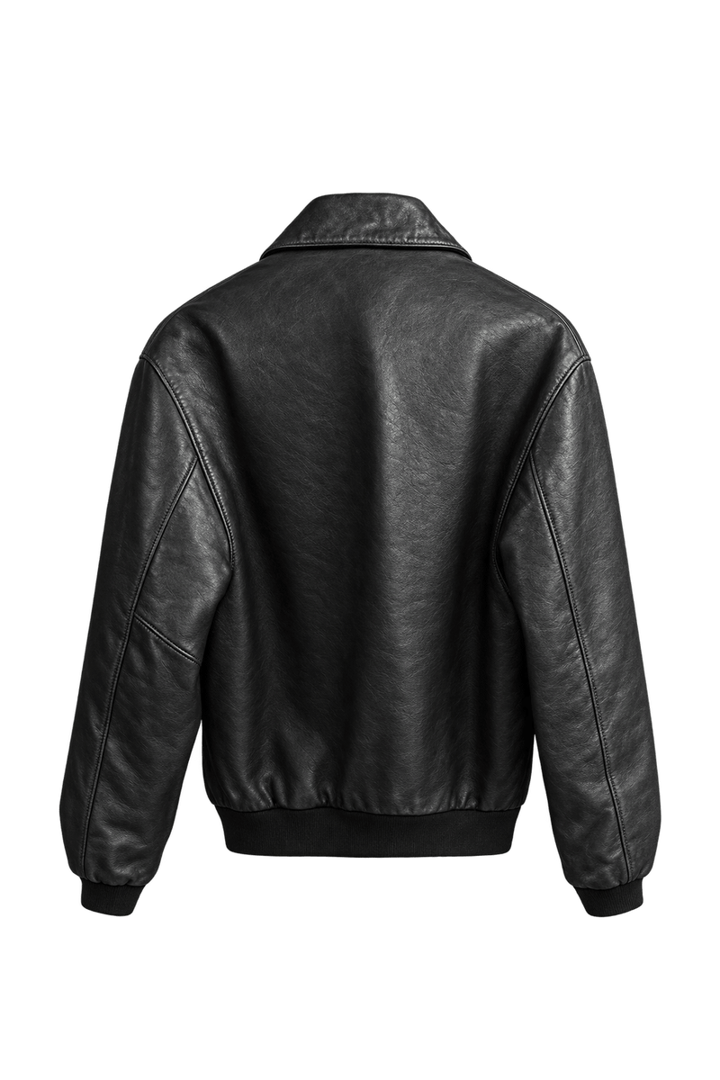 1990s Black Leather Jacket - Back View