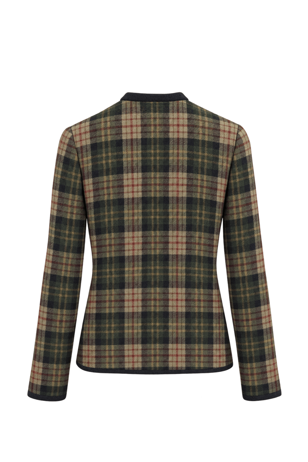 1990s Green Plaid Wool Jacket - Back View