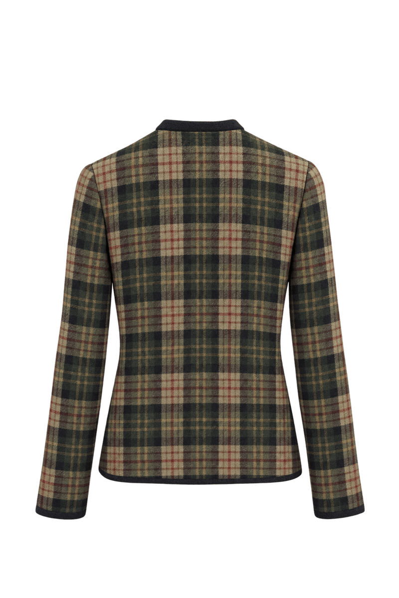 1990s Green Plaid Wool Jacket - Back View
