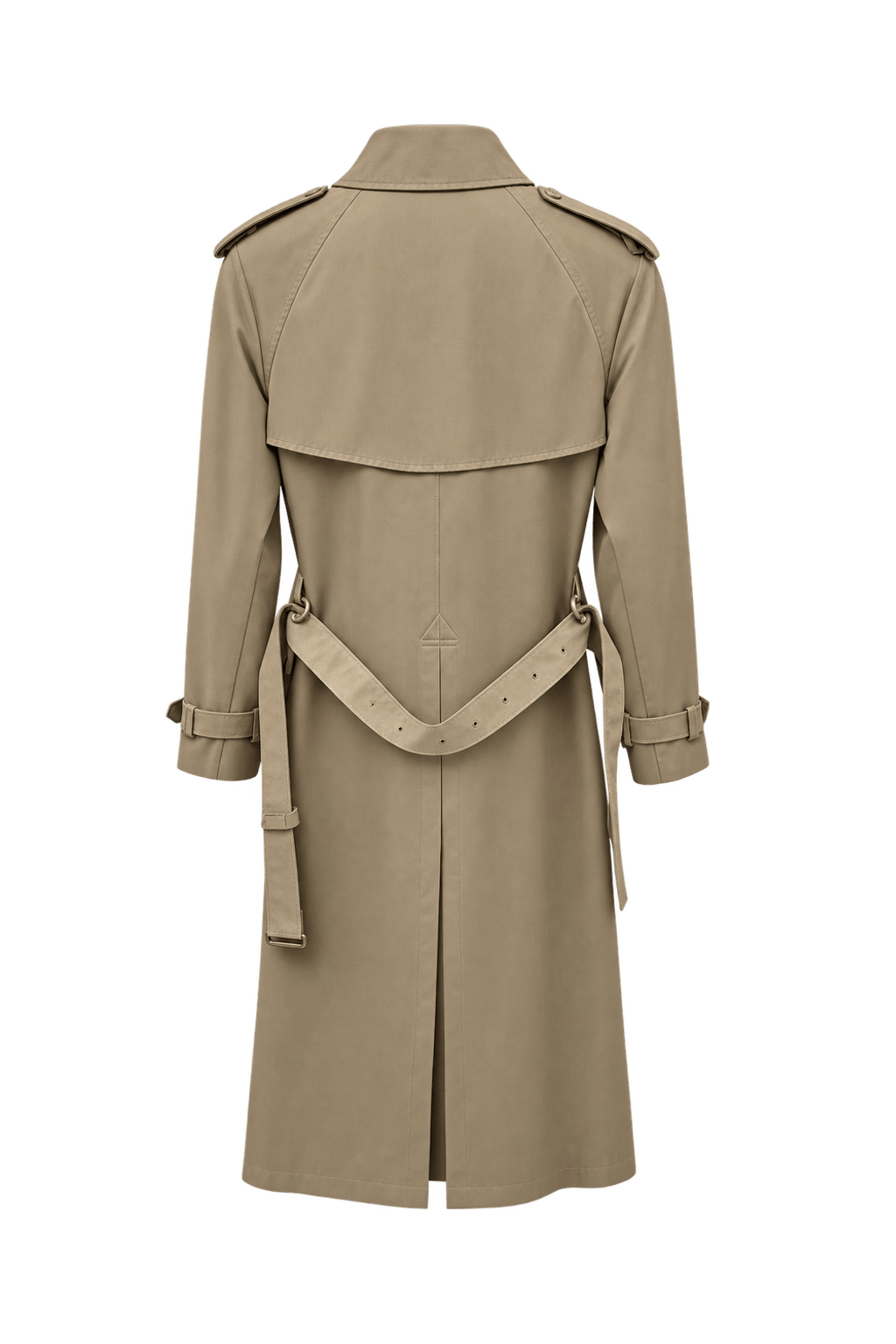 1990s Beige Cotton Trench Coat - Back View