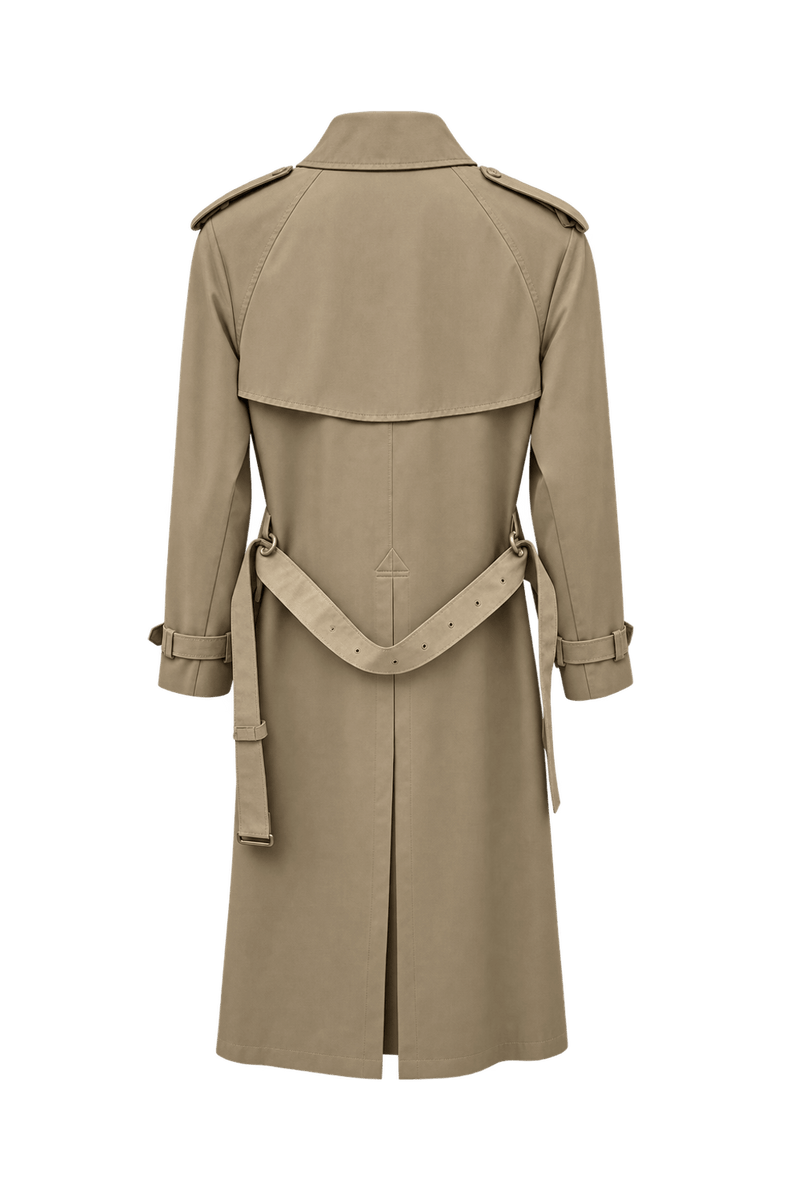 1990s Beige Cotton Trench Coat - Back View