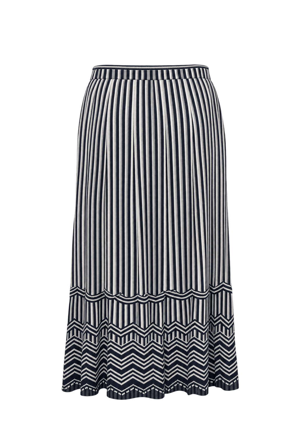 1990s White Navy Blue Polyester Skirt - Back View