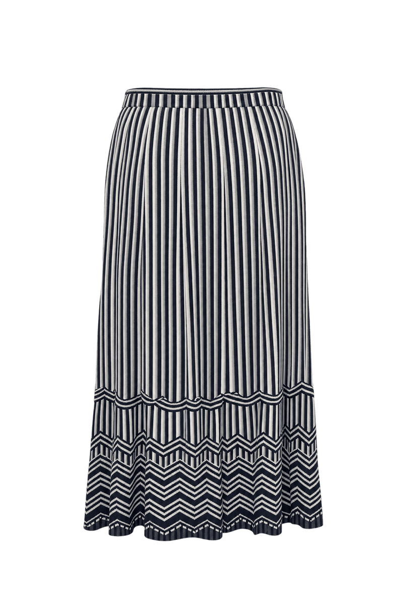 1990s White Navy Blue Polyester Skirt - Back View
