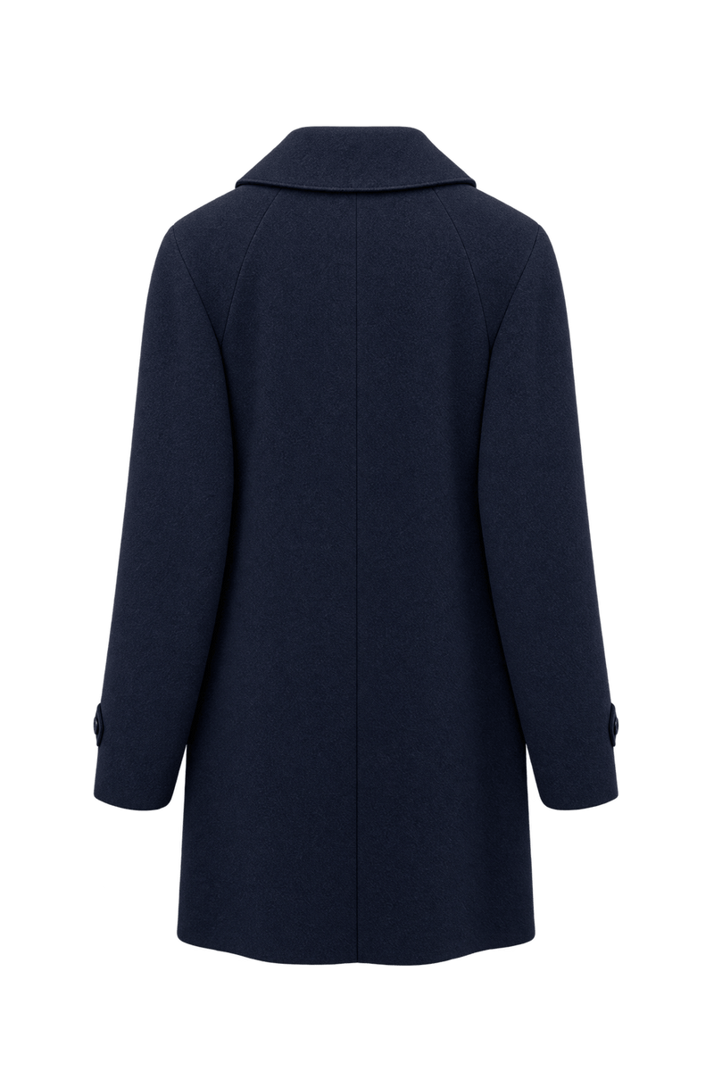 1990s Navy Blue Wool Coat - Back View