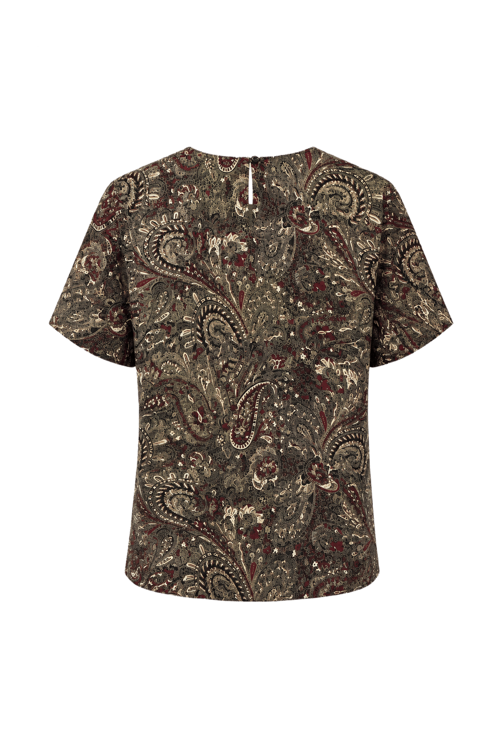 1980s Brown Cotton Paisley Print Blouse - Back View