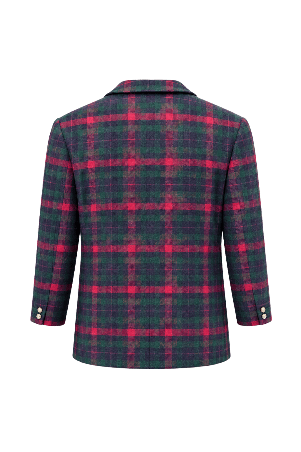 1970s Green Wool Plaid Jacket - Back View