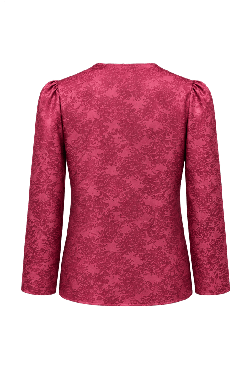 1980s Red Silk Blouse - Back View