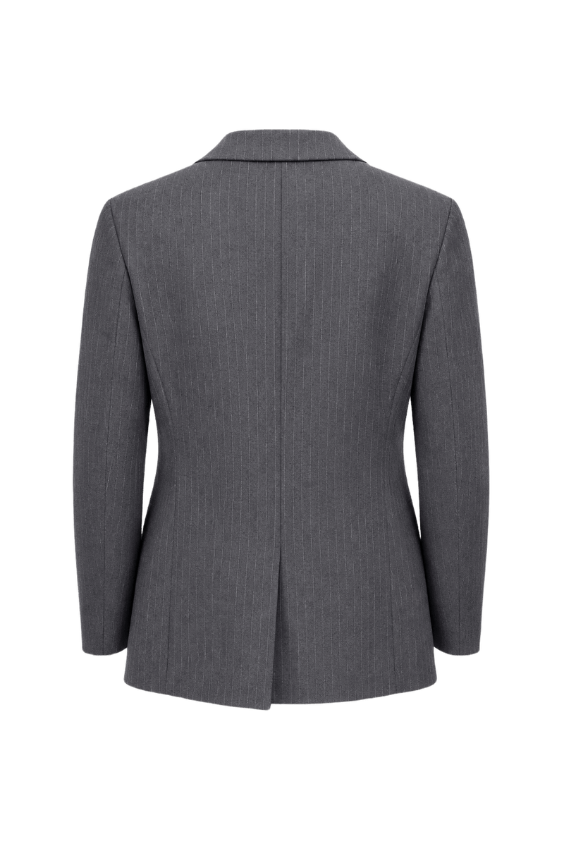 1990s Charcoal Grey Wool Blazer - Back View