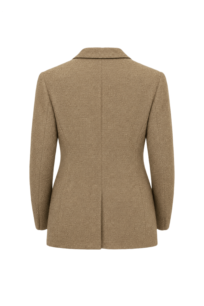 1970s Beige Wool Blazer - Back View