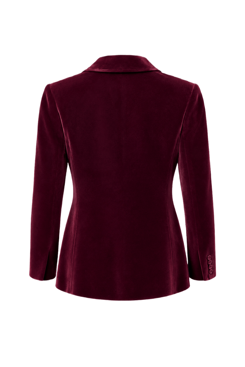 1990s Deep Burgundy Velvet Blazer - Back View