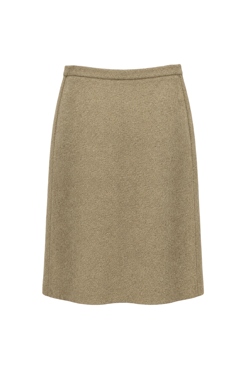 1970s Beige Wool Skirt - Back View