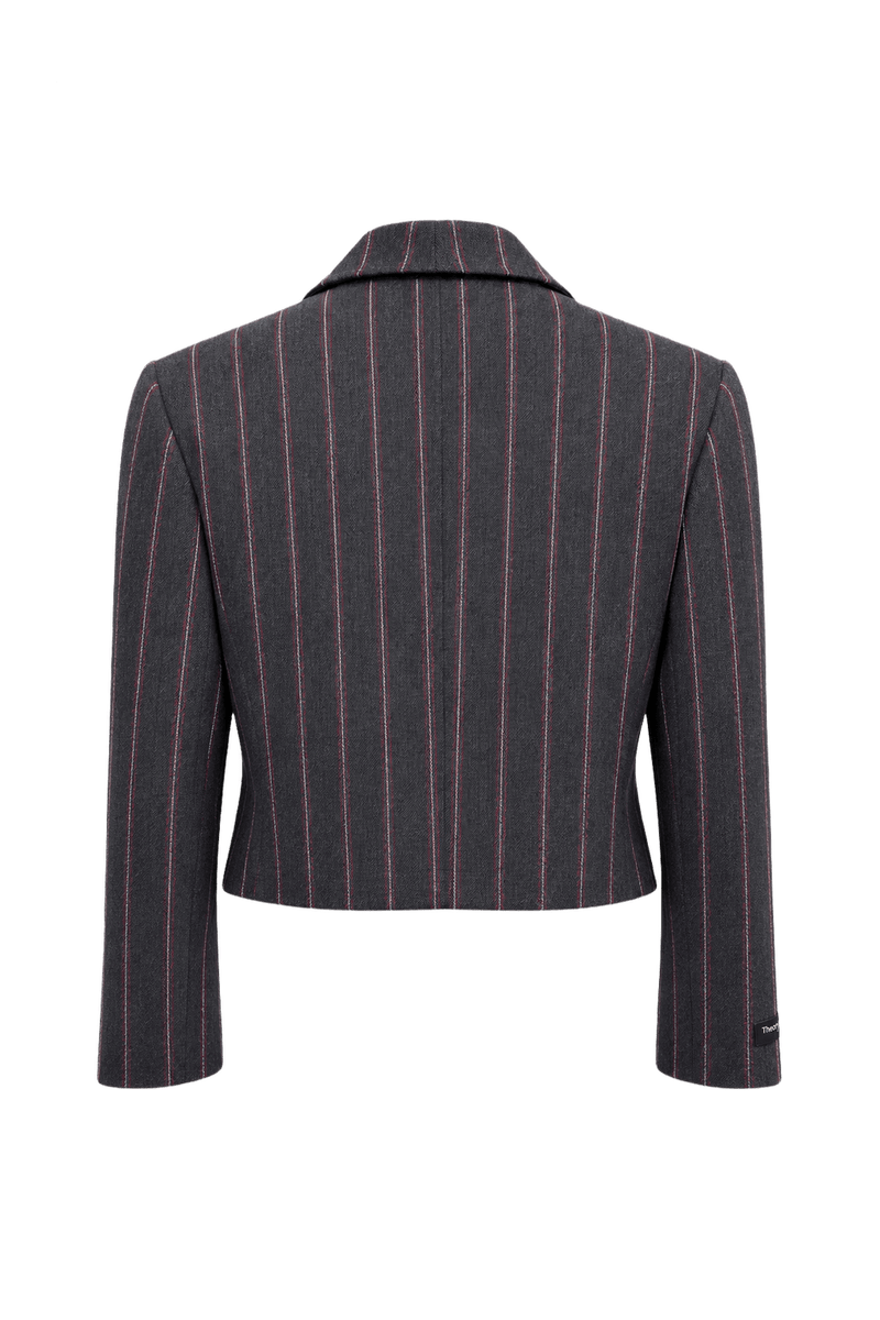 1990s Charcoal Grey Wool Blazer - Back View