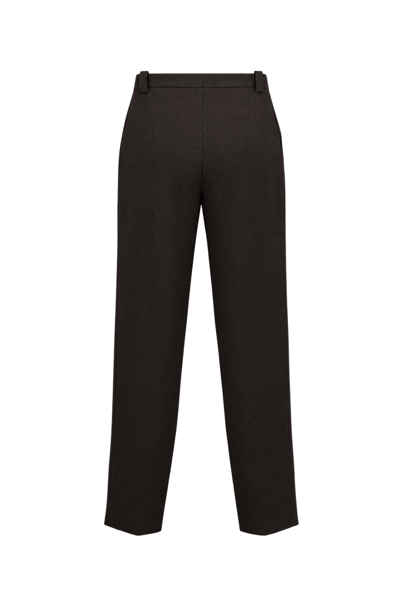 1990s Dark Brown Wool Pants - Back View