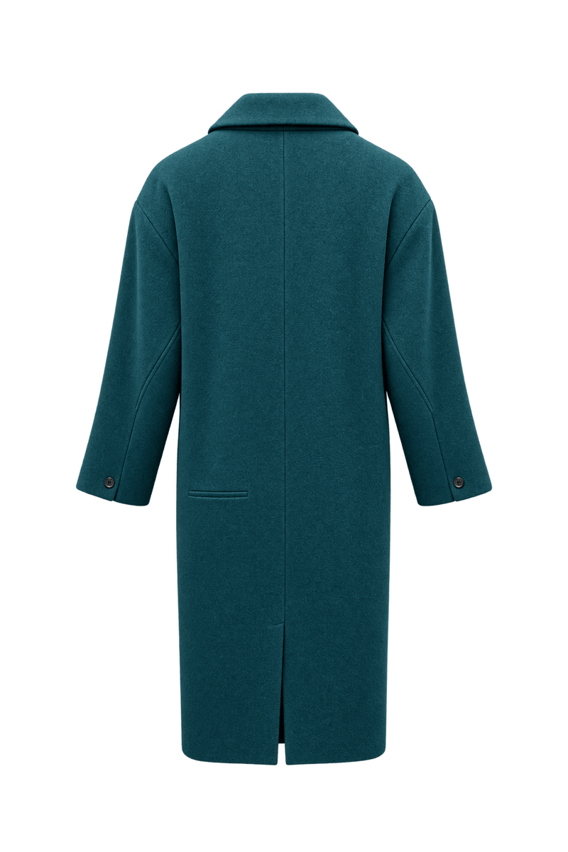 1980s Teal Wool Coat - Back View
