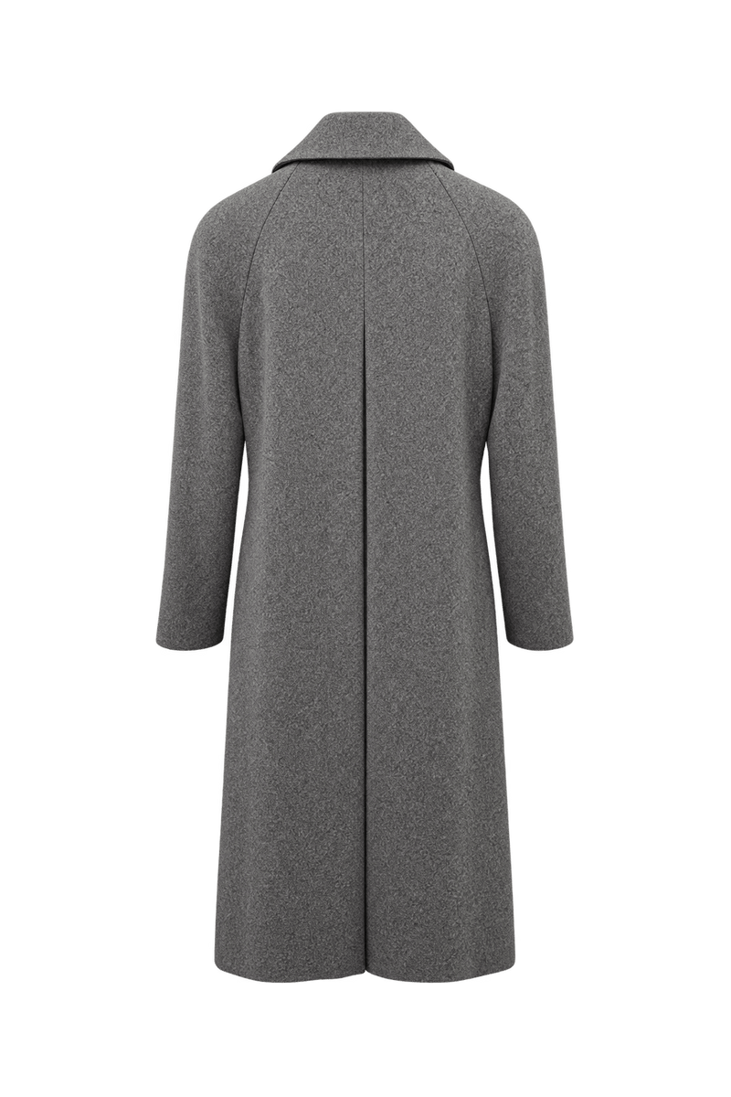 1980s Charcoal Grey Wool Coat - Back View