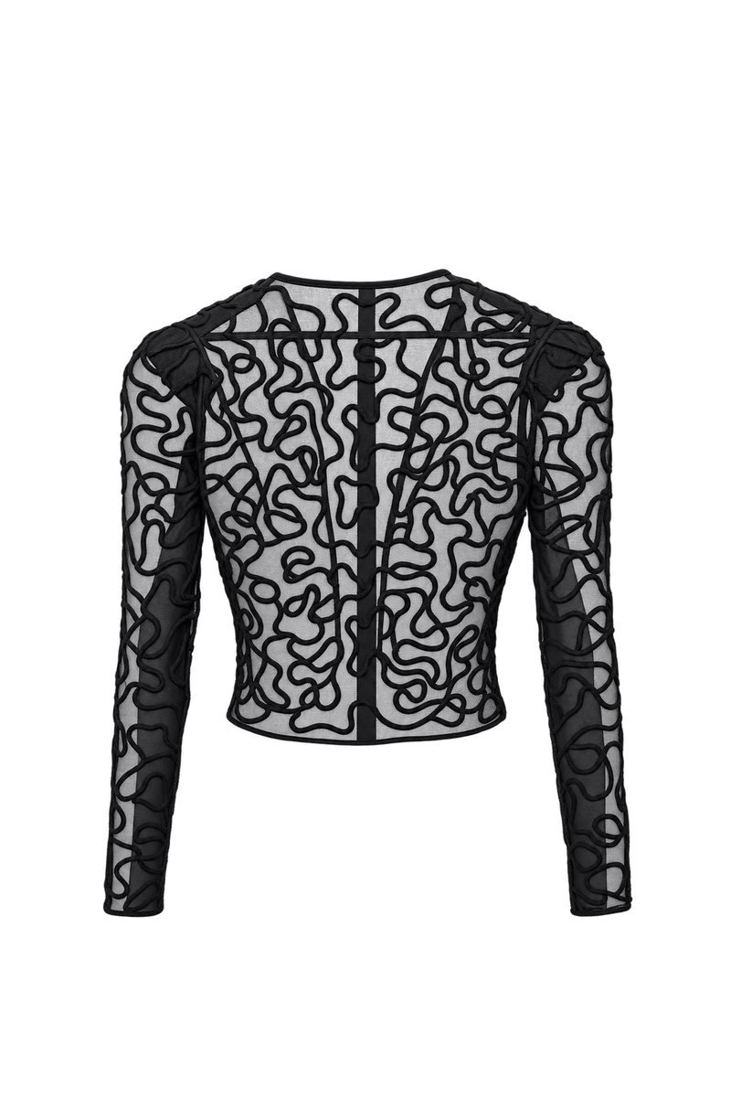 1990s Black Sheer Nylon Jacket - Back View