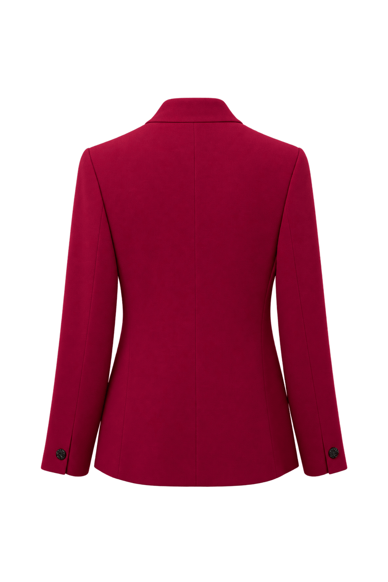 1980s Deep Red Wool Blazer - Back View