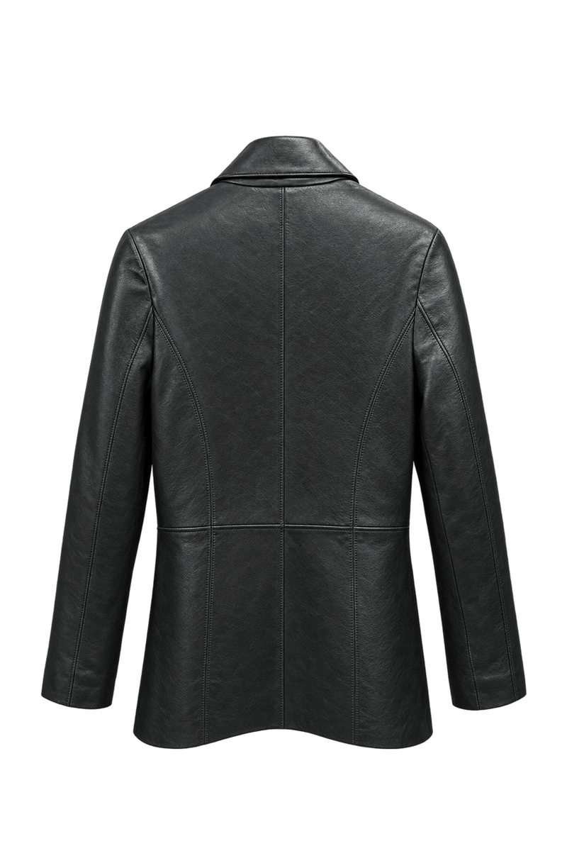 1990s Black Leather Jacket - Back View