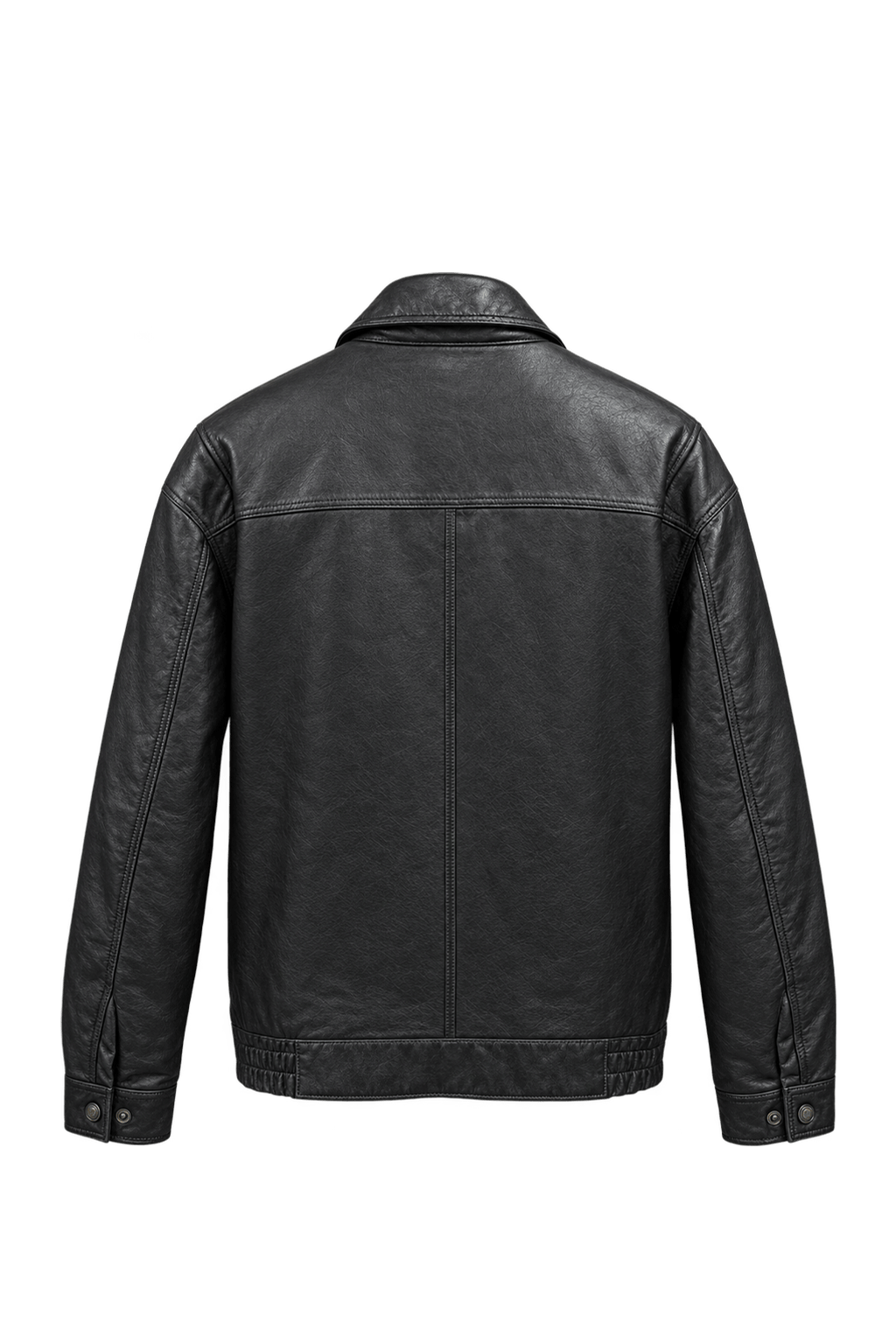 1990s Black Leather Fitted Leather Jacket - Back View
