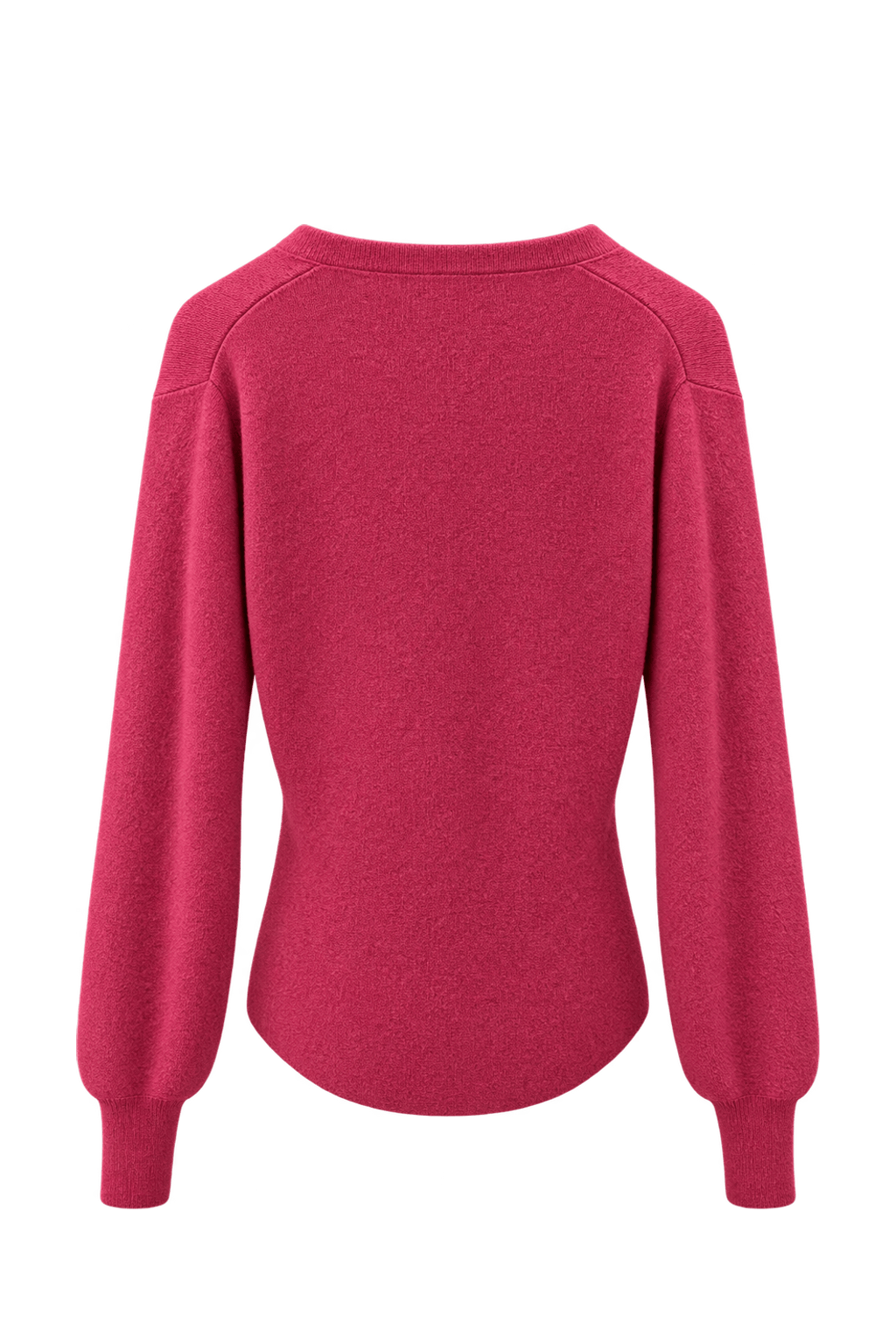 1990s Deep Rose Pink Wool Cardigan - Back View