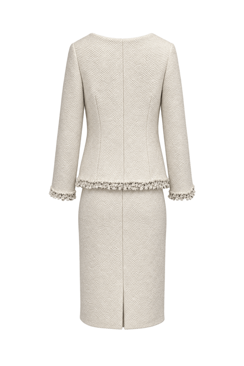 1990s Cream White Tweed Set by Chanel - Back View