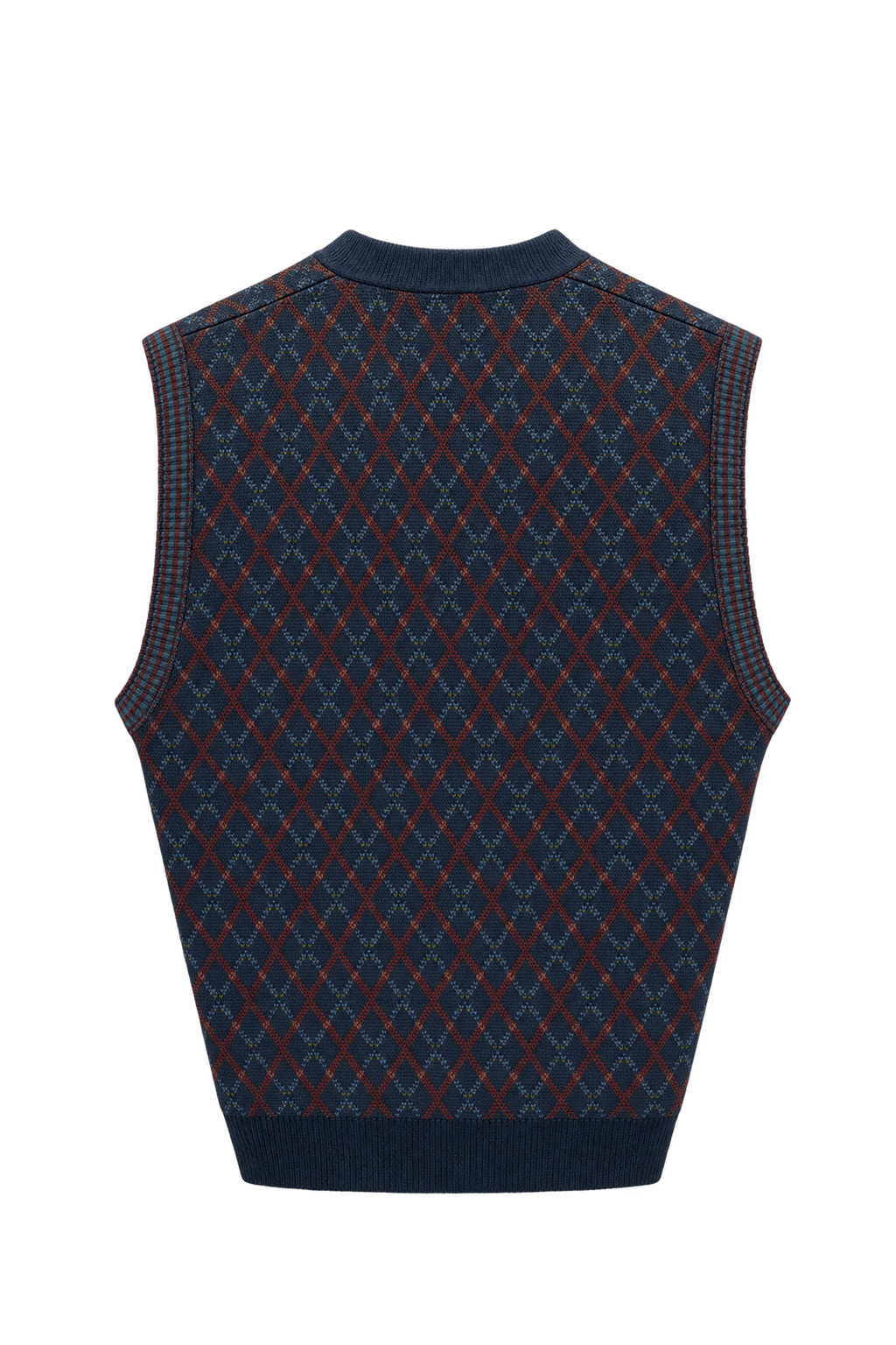 1990s Navy Blue Wool Vest - Back View