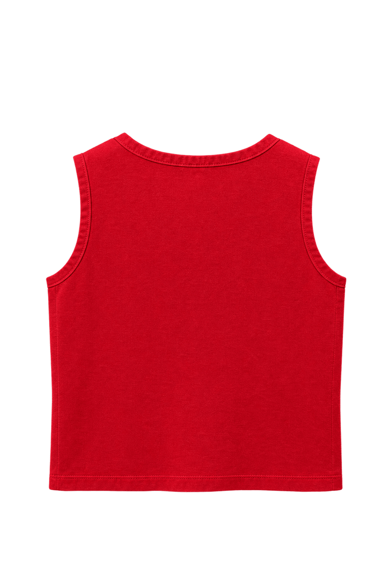 1990s Red Cotton Tank Top - Back View