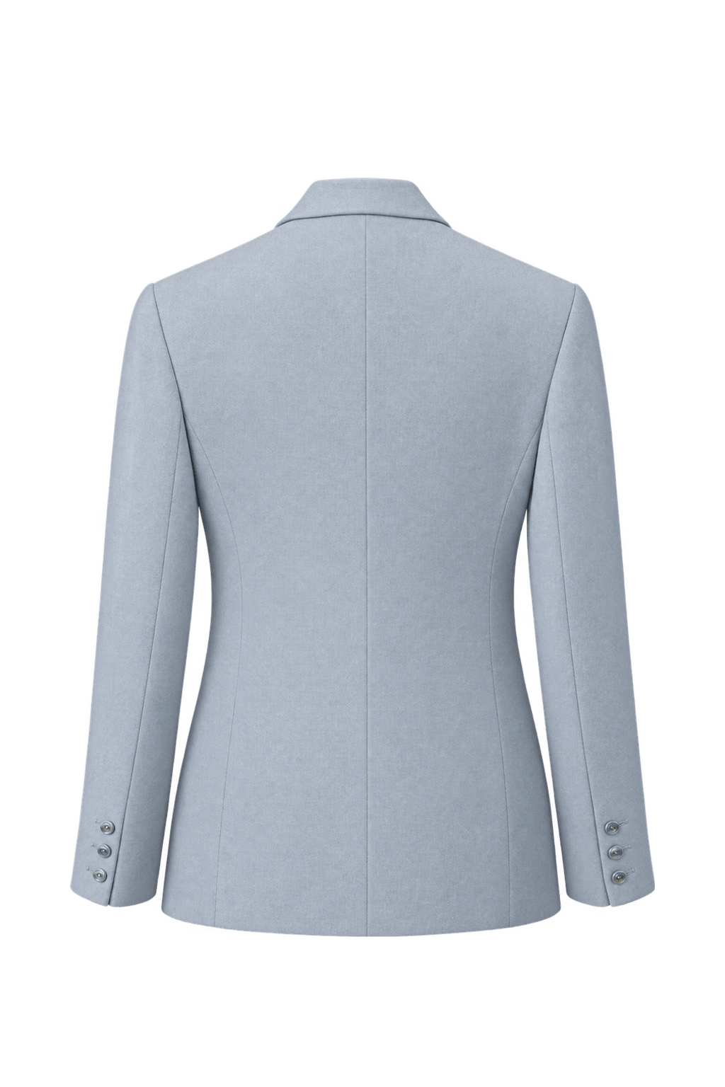 1980s Light Blue Wool Blend Blazer - Back View