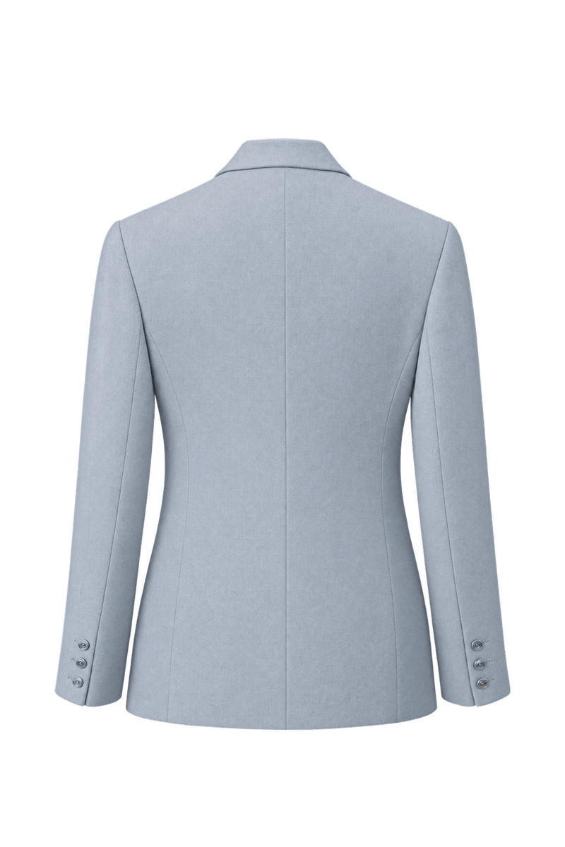 1980s Light Blue Wool Blend Blazer - Back View