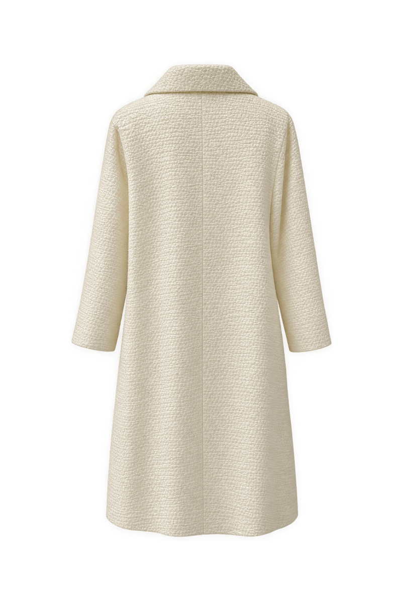 1980s Cream Synthetic Blend Coat - Back View