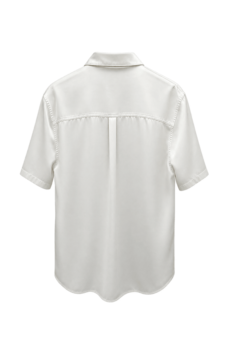 1970s Cream White Silk Shirt - Back View