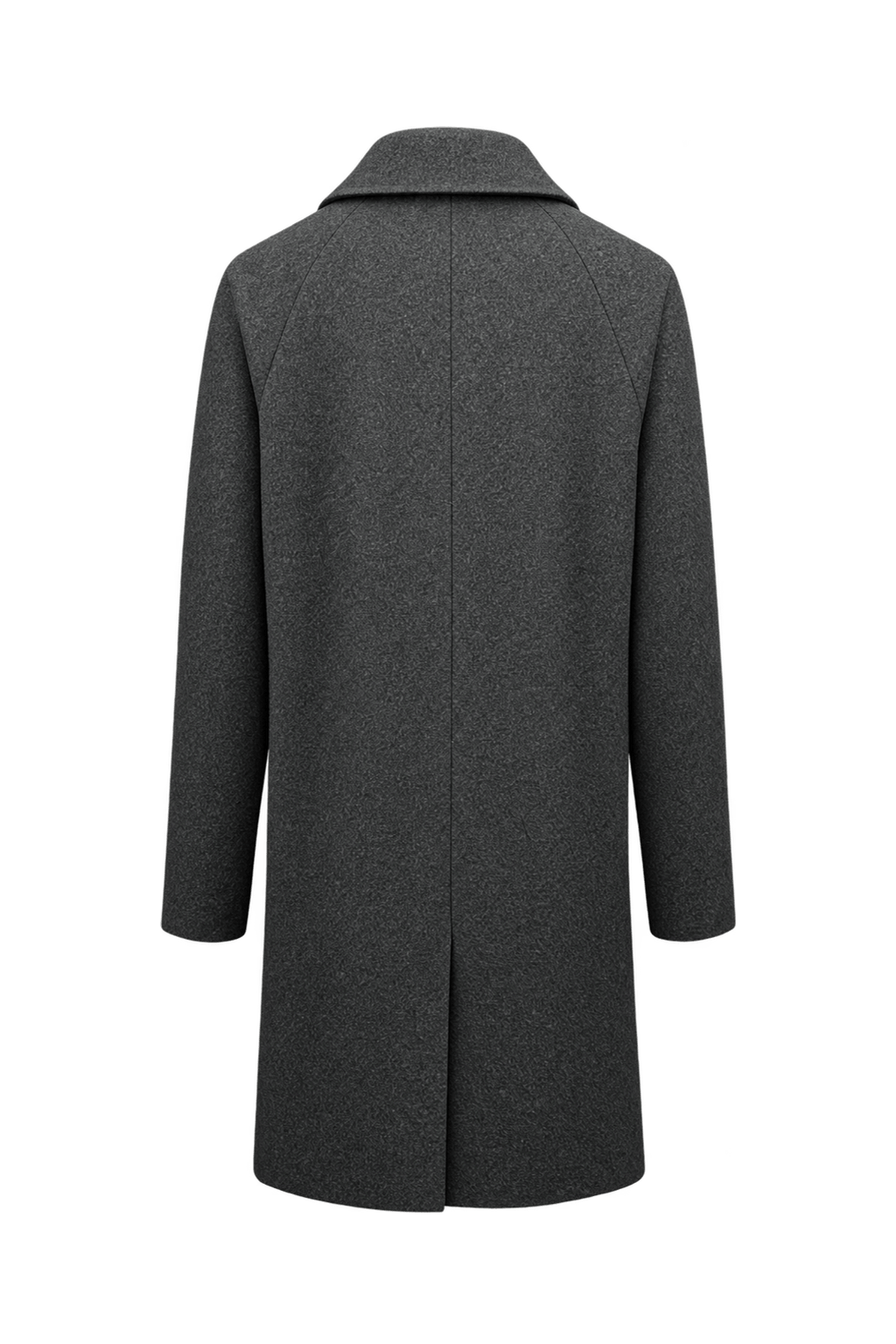 1990s Charcoal Grey Wool Coat - Back View