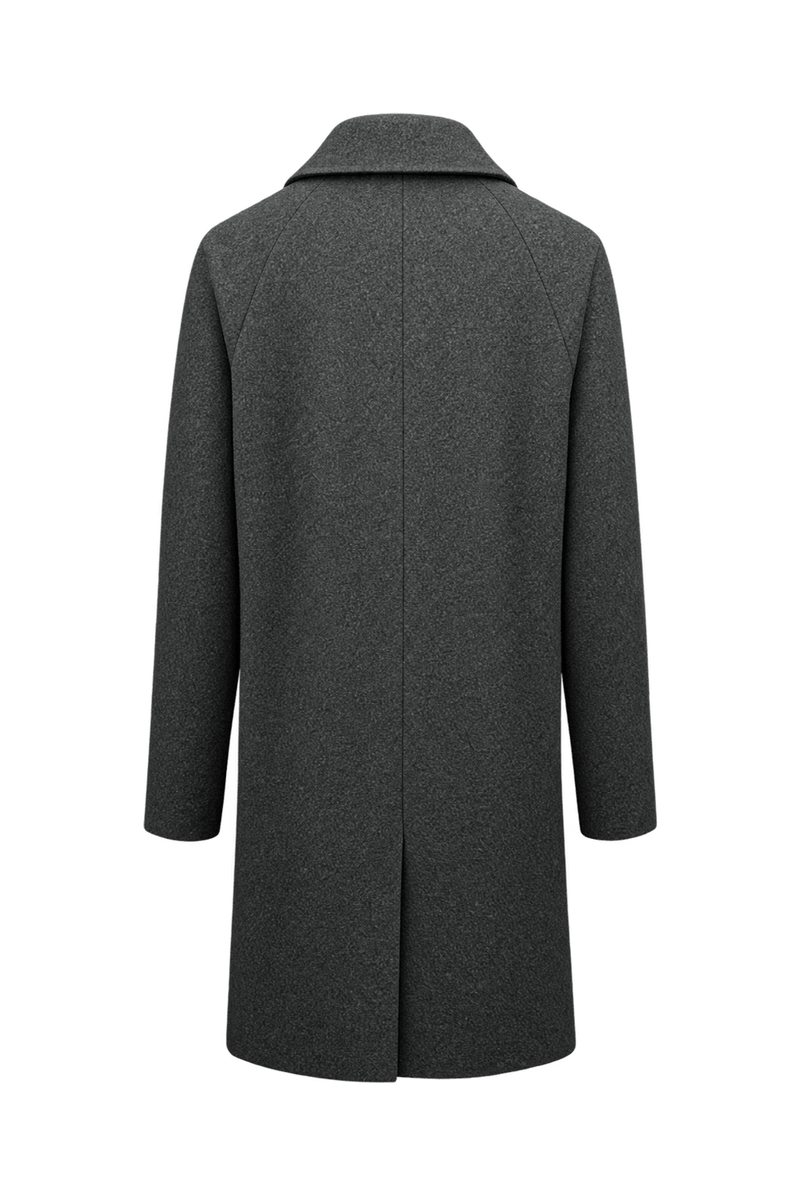 1990s Charcoal Grey Wool Coat - Back View