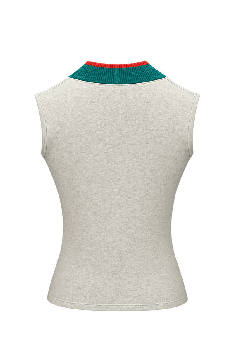 1980s Cream Cotton Tank Top - Back View