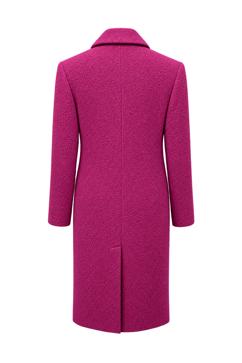 1990s Fuchsia Synthetic Blend Coat - Back View