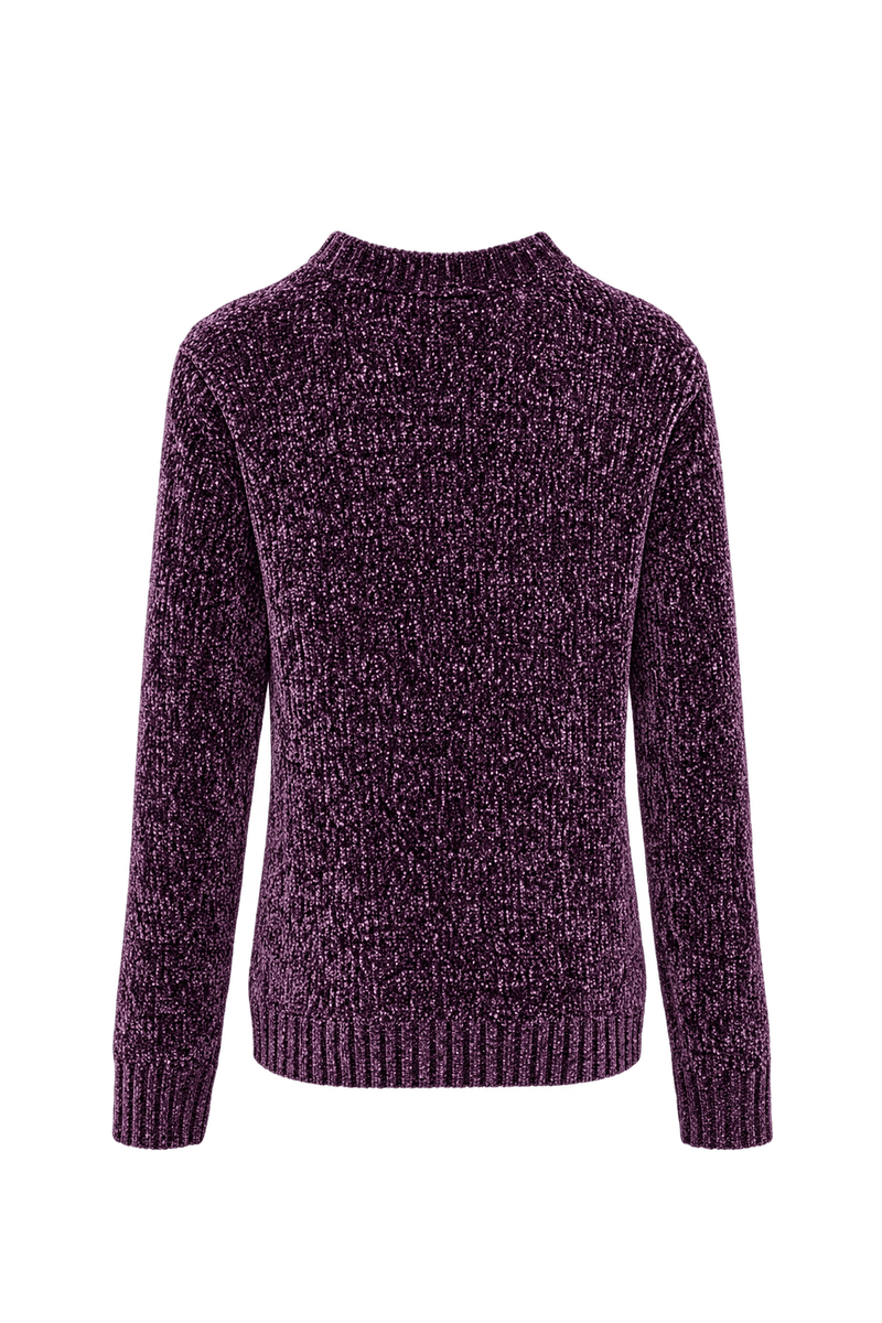 1990s Deep Purple Chenille Sweater - Back View